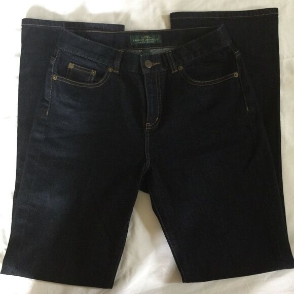 LRL Lauren Button Flap Pocket Dark Bootcut 2 - Picture 2 of 7